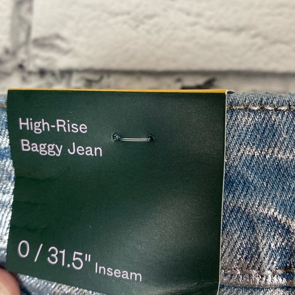 Wild Fable Silver Metallic Wide Leg High Rise Jeans size 0 - Picture 6 of 8